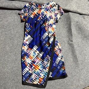 Multicolor Abstract Print Asymmetric Wrap Dress